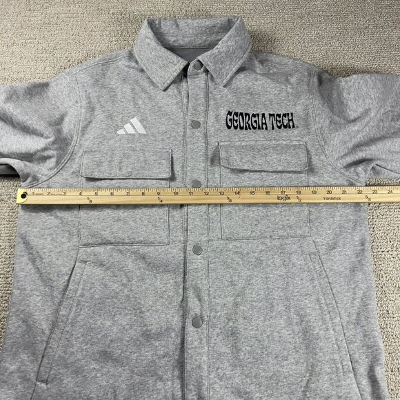 Adidas Georgia Tech Yellow Jackets Button Fleece Jacket Gray Men’s Size Small - Picture 6 of 8